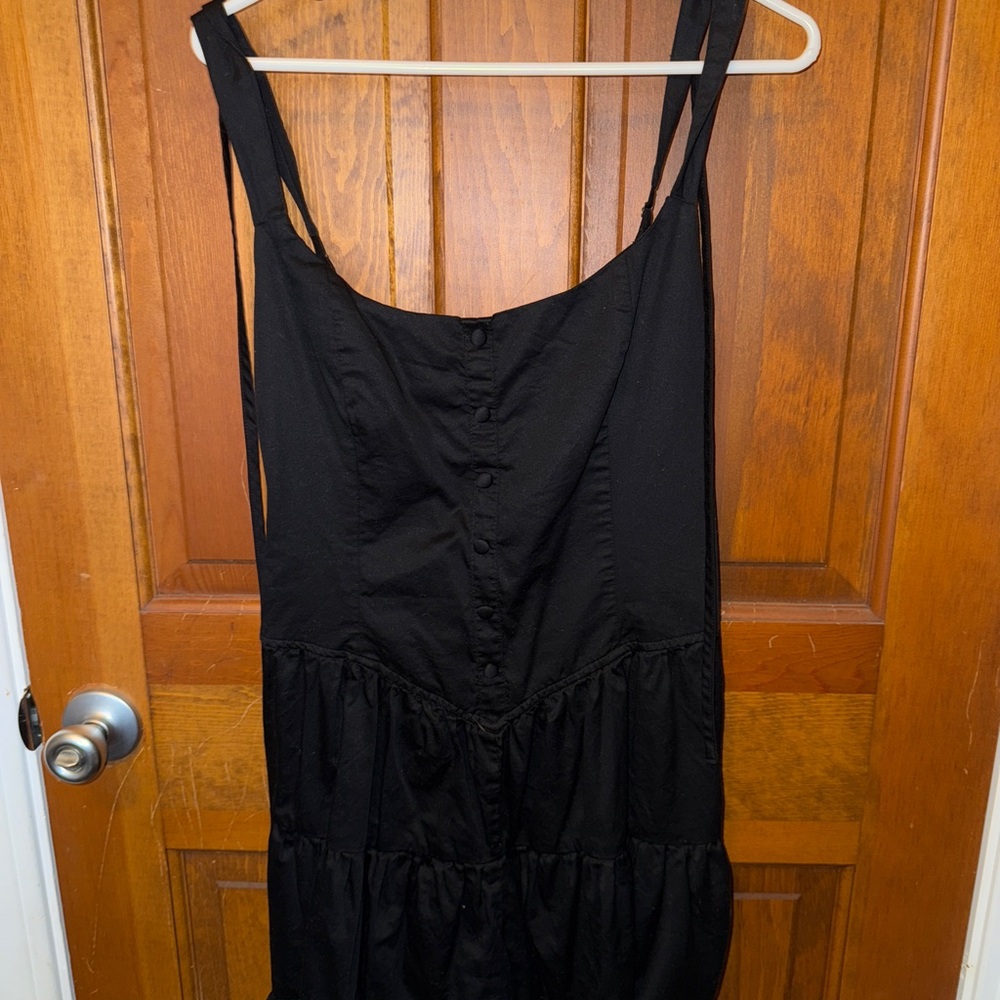 Black Sleeveless Button-Down Romper